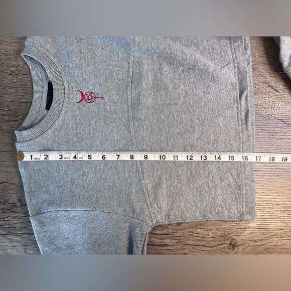 Black Scale Gray Cropped Sweatshirt with Red Detail XS - Picture 5 of 7